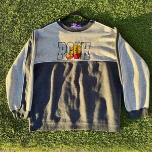 2002 Pooh 100 Acre Collection Two Toned Grey Embroidered POOH Varsity Crewneck